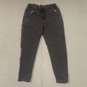 Venti6 Womens Black Ruffle Side Trim Capri Pants Size M Cotton Blend 816133-9A0